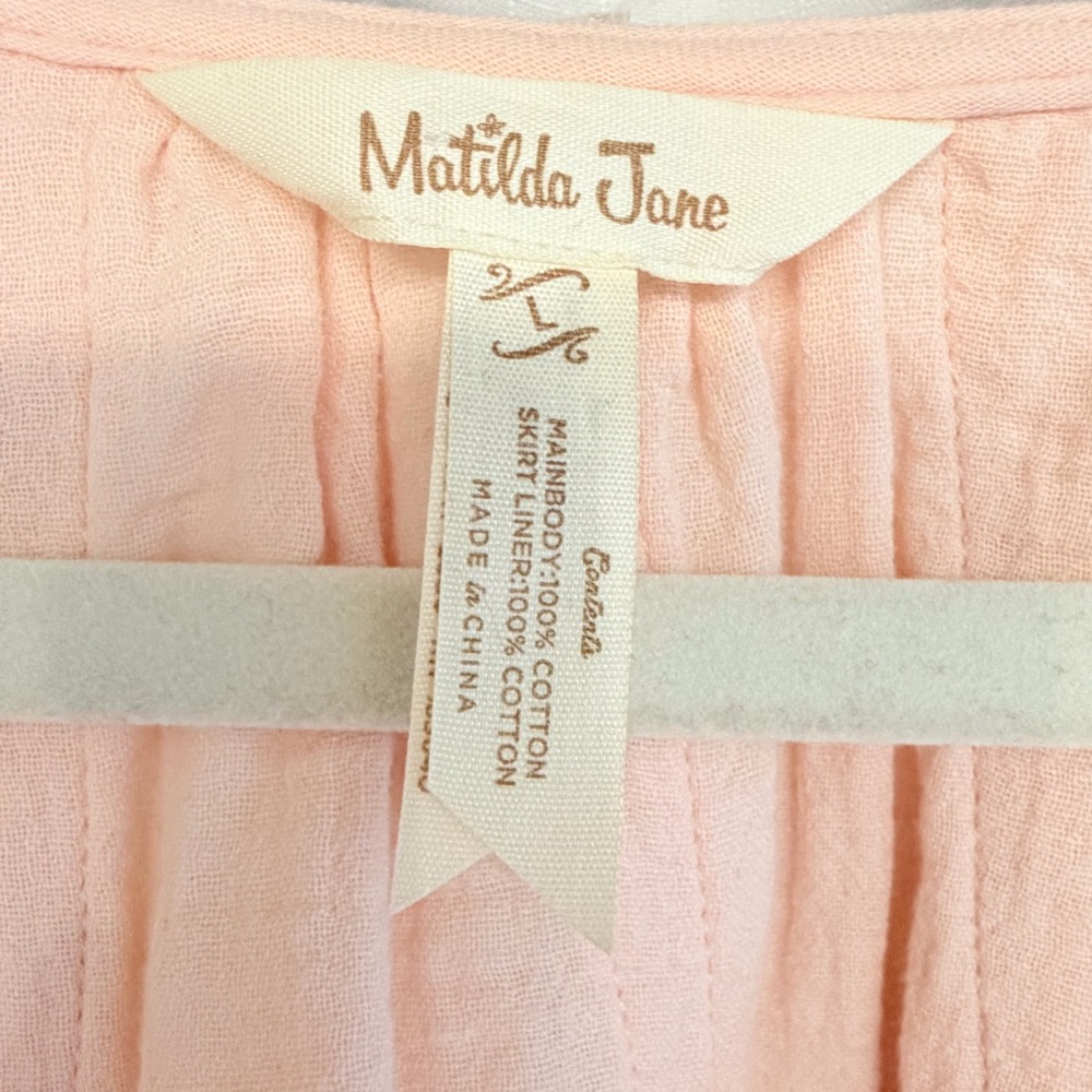 Matilda Jane Pink Boho Peasant Top Lace Trim Tiered Hem L - Picture 4 of 6